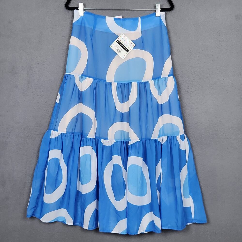 GRETCHEN SCOTT Skirt Womens Small Blue White Rock Out Tiered Maxi Flowy Boho